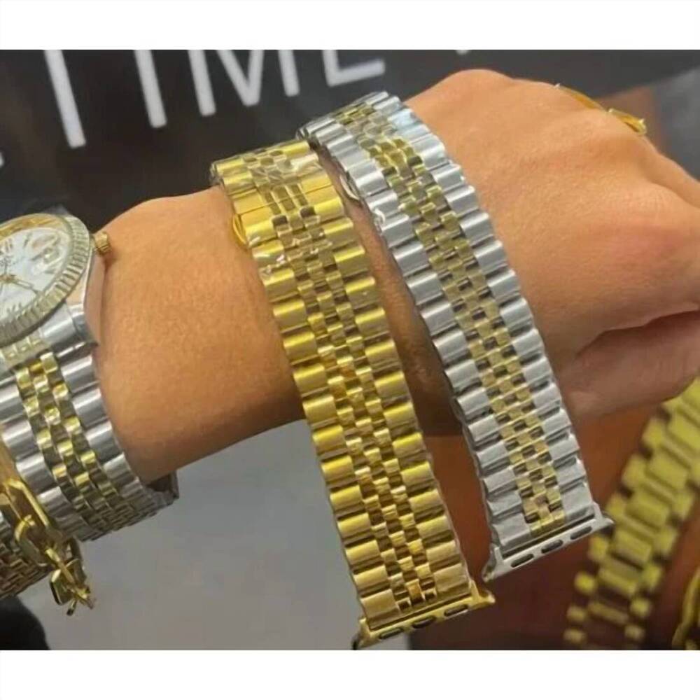 NEW CHANSUTTPEARLS women's two-tone adjustable apple watch band in gold